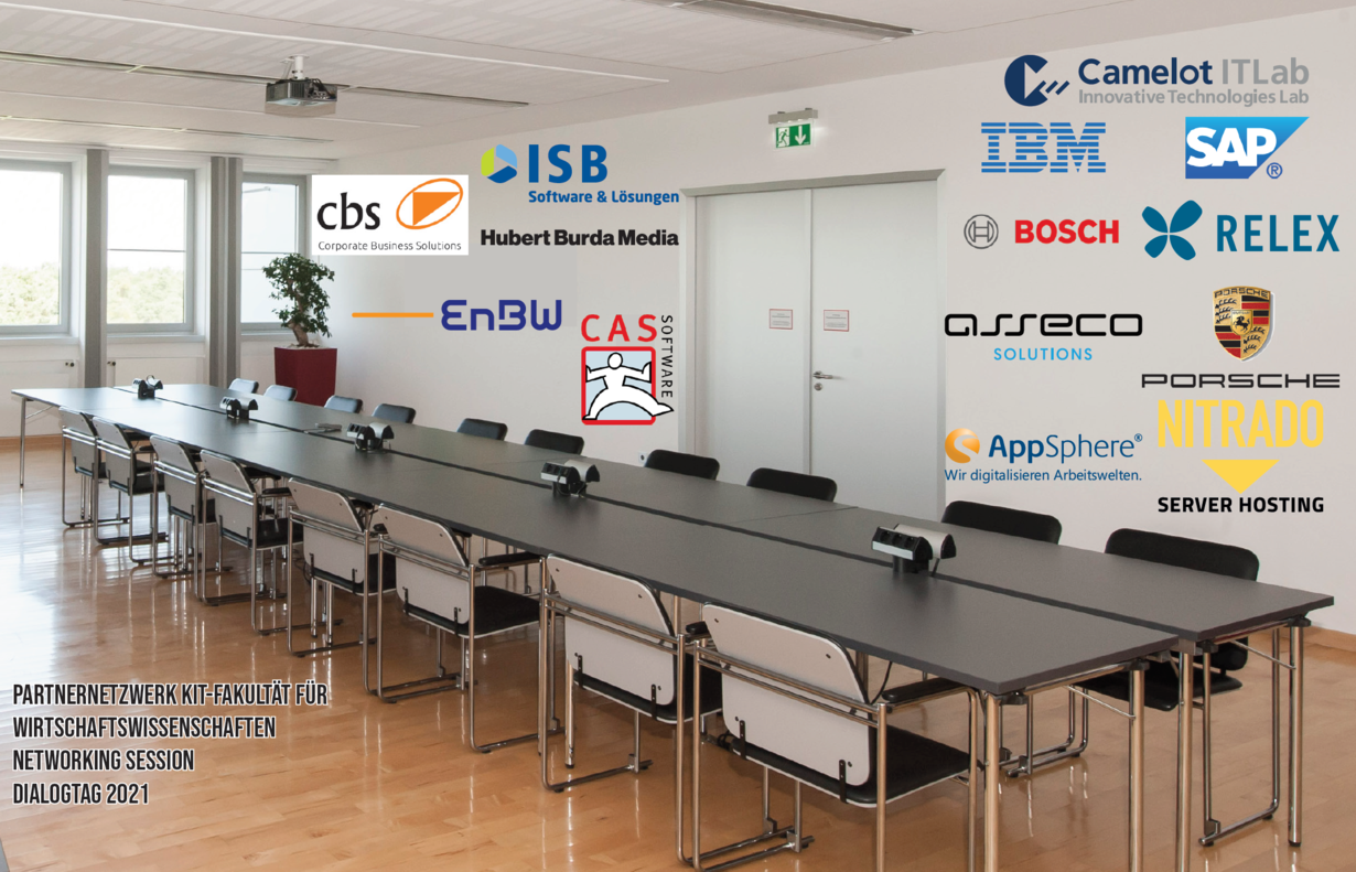 Meetingraum mit Partnerlogos