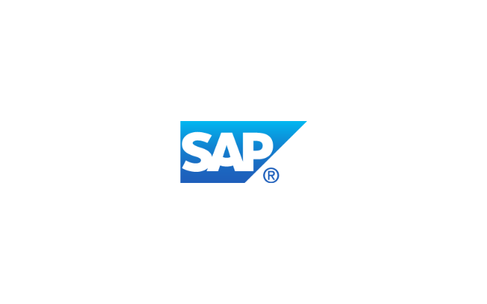 SAP Firmenlogo in Blautönen auf weißem Hintergrund, Symbol für Softwareunternehmen.